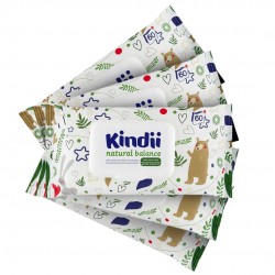 Čistilni otroški robčki Cleanic Kindii Natural balance, s pokrovom, 60 kos.